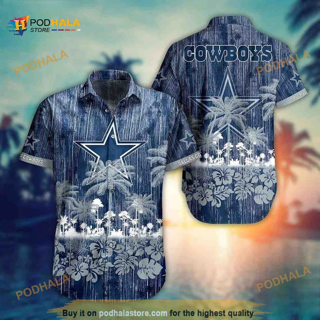 Dallas Cowboys Tropical Hawaiian Shirt, Blue And White Star Design