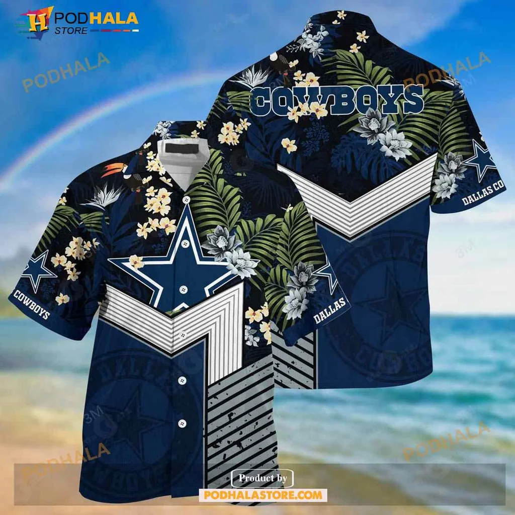 Dallas Cowboys Tropical Hawaiian Shirt With Bold Logo And Floral Design