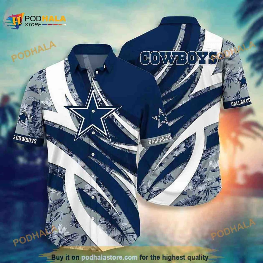 Dallas Cowboys Tropical Hawaiian Shirt With Bold Star Emblem And Floral Motifs