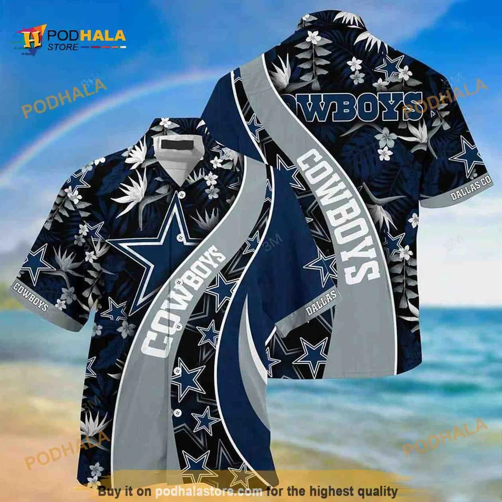 Dallas Cowboys Tropical Hawaiian Shirt With Bold Star Motifs
