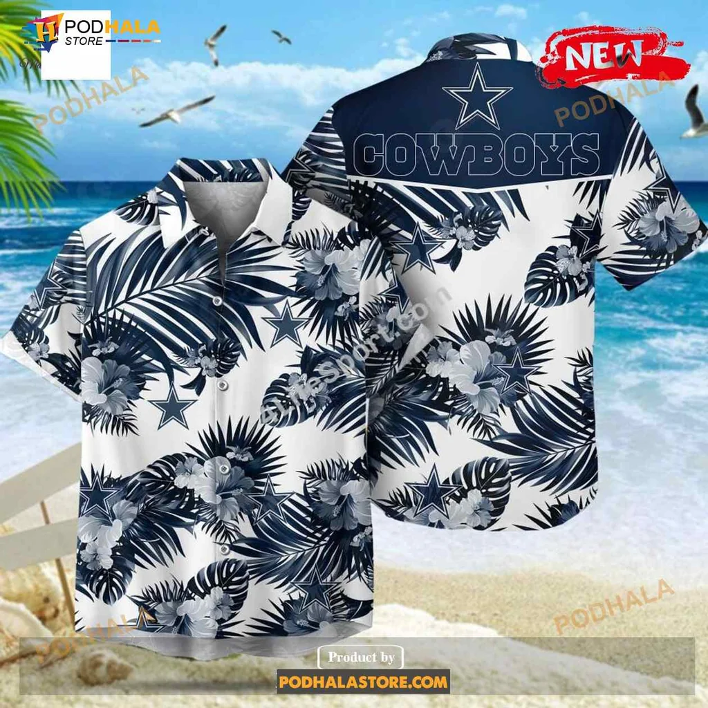 Dallas Cowboys Tropical Hawaiian Shirt With Palm Leaves And Floral Patterns