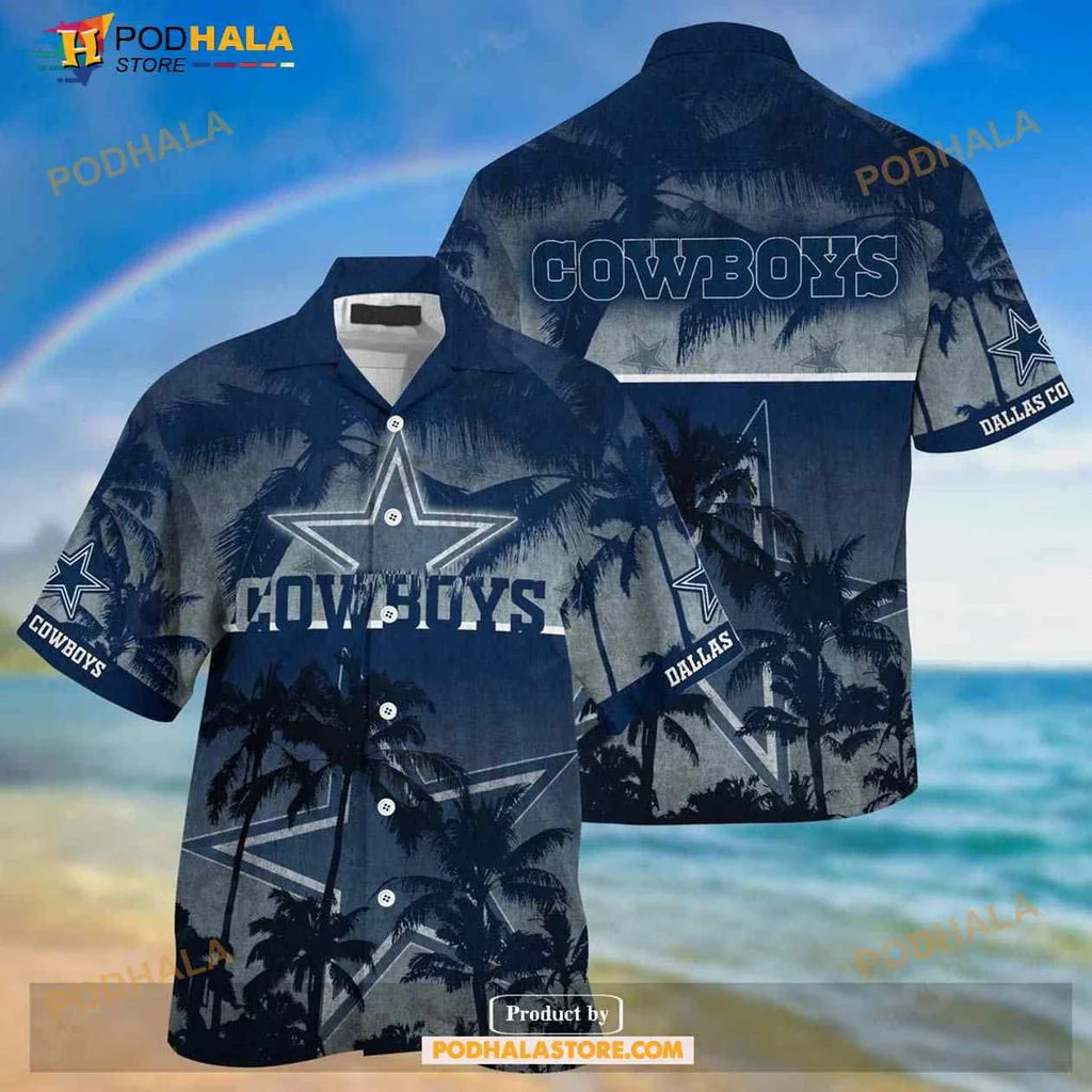 Dallas Cowboys Tropical Hawaiian Shirt With Palm Trees And Bold Design