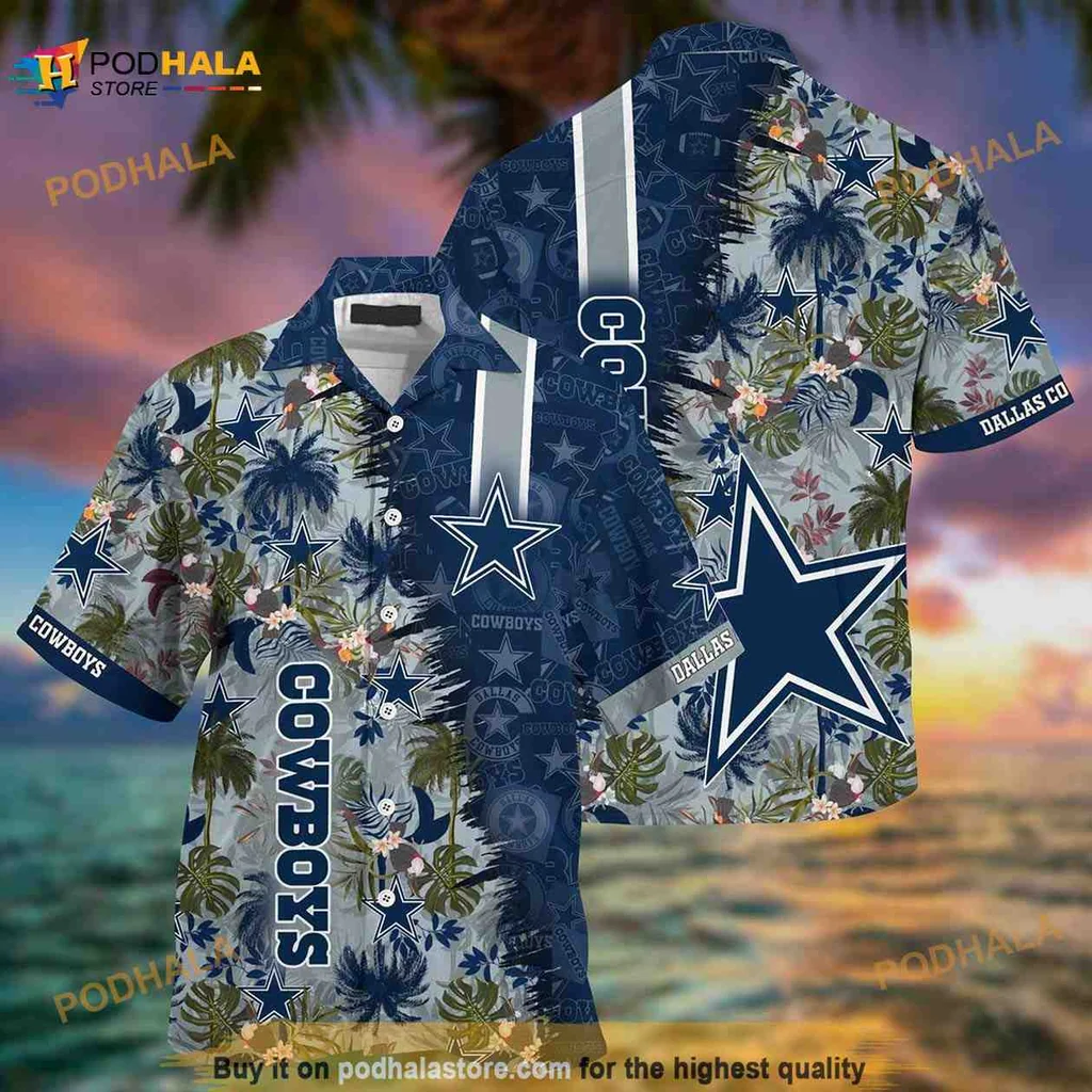 Dallas Cowboys Tropical Hawaiian Shirt With Vibrant Star Design