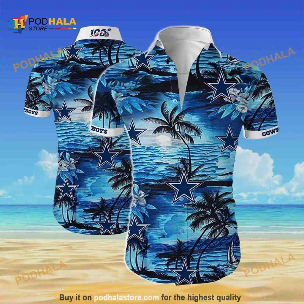Dallas Cowboys Tropical Shirt With Palm Trees And Stars