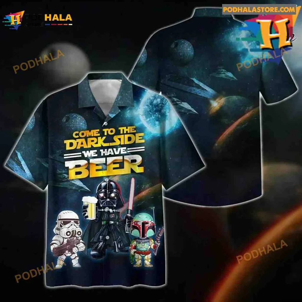 Dark Side Beer Hawaiian Shirt With Stormtrooper And Darth Vader Design