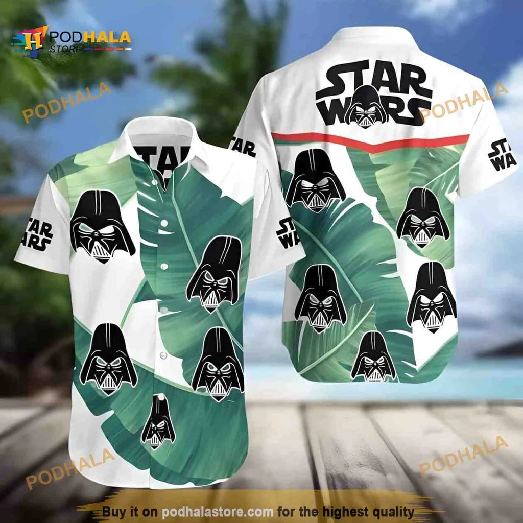 Darth Vader Banana Leaves Aloha Shirt, Tropical Star Wars Design