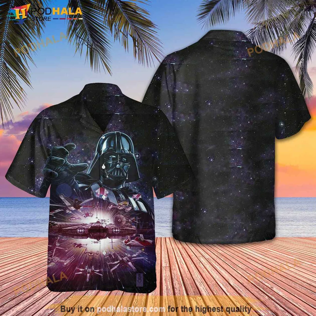 Darth Vader Cosmic Hawaiian Shirt With Bold Galactic Design