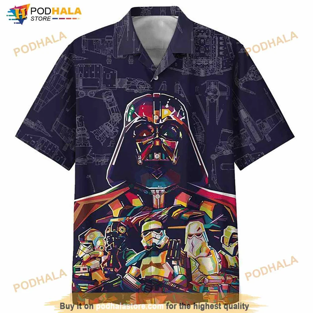 Darth Vader Hawaiian Shirt With Colorful Stormtrooper Design