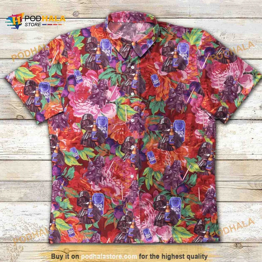 Darth Vader Hawaiian Shirt With Tropical Floral Design