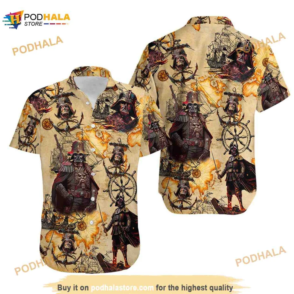 Darth Vader Pirate Hawaiian Shirt With Nautical Design