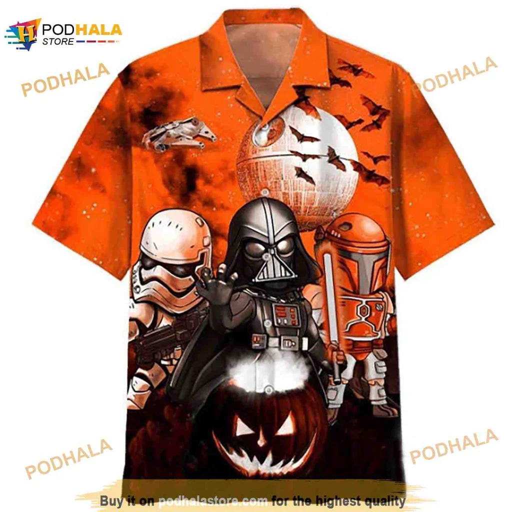 Darth Vader Pumpkin Hawaiian Shirt, Cartoon Star Wars Design For Fans