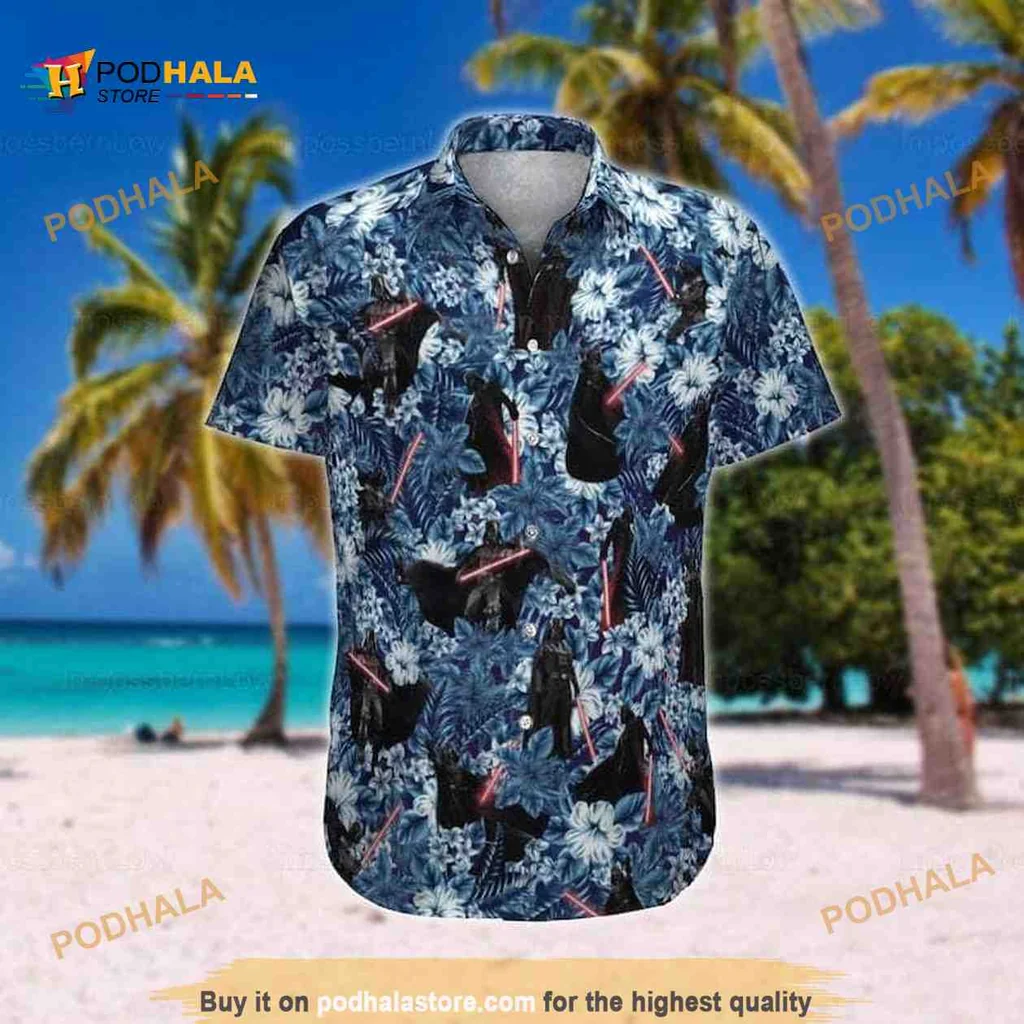 Darth Vader Tropical Aloha Shirt With Lightsaber And Colorful Pattern