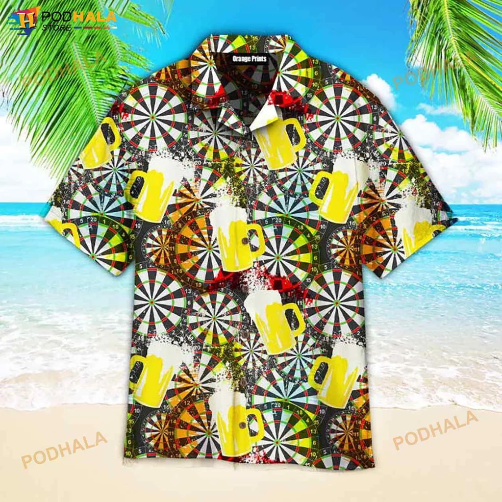 Darts Beer Aloha Hawaiian Shirt, Fun Colorful Design For Game Lovers