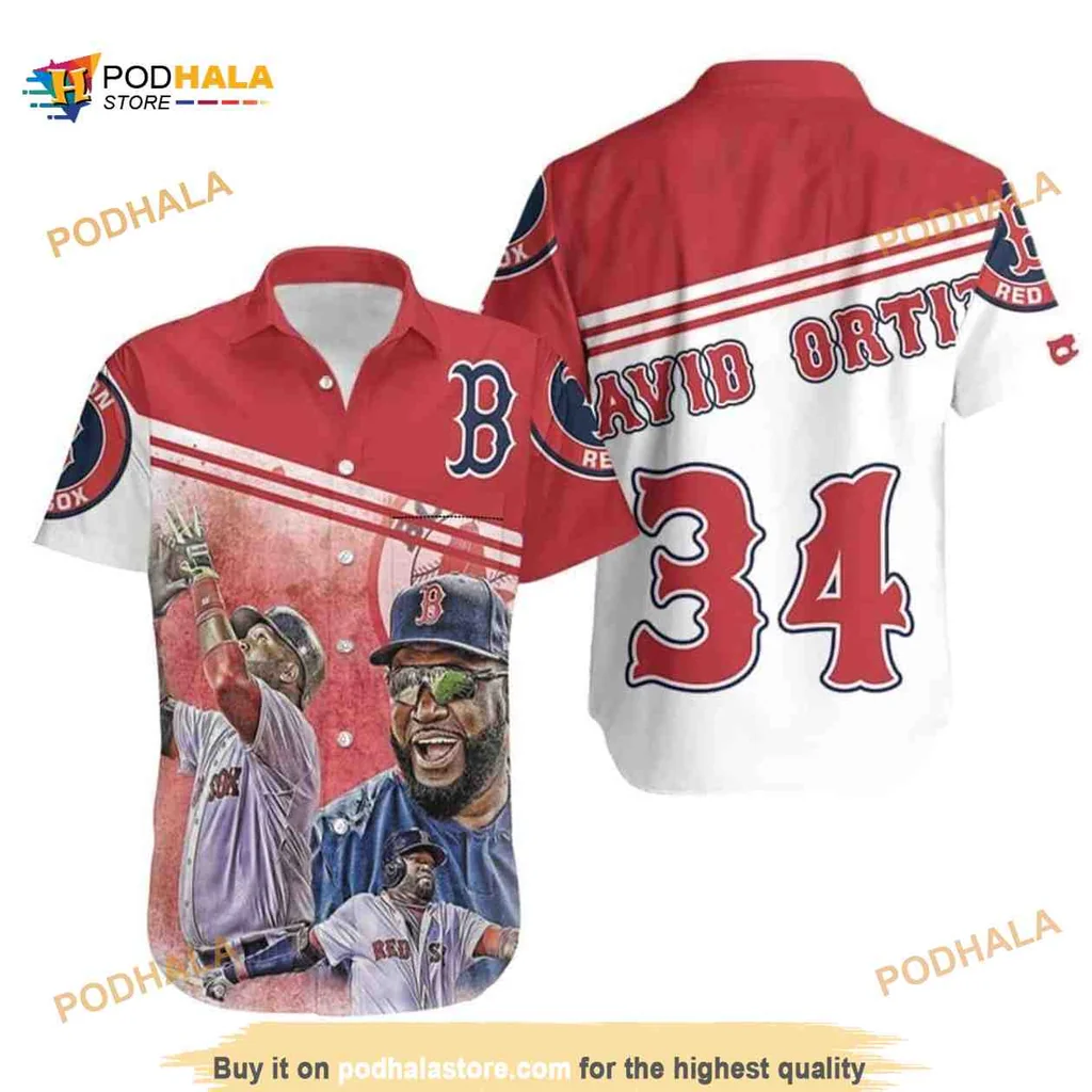 David Ortiz Boston Red Sox Hawaiian Shirt Featuring Number