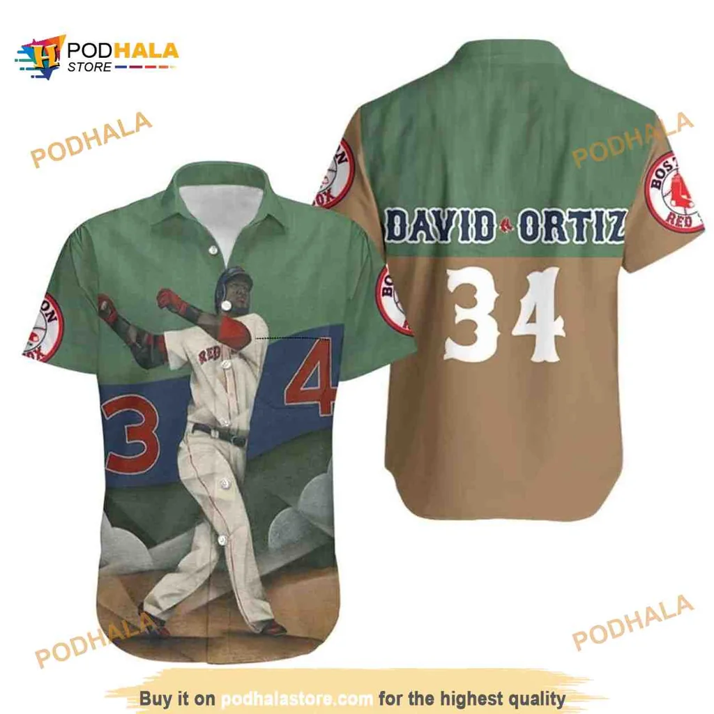 David Ortiz Boston Red Sox Hawaiian Shirt Featuring Number