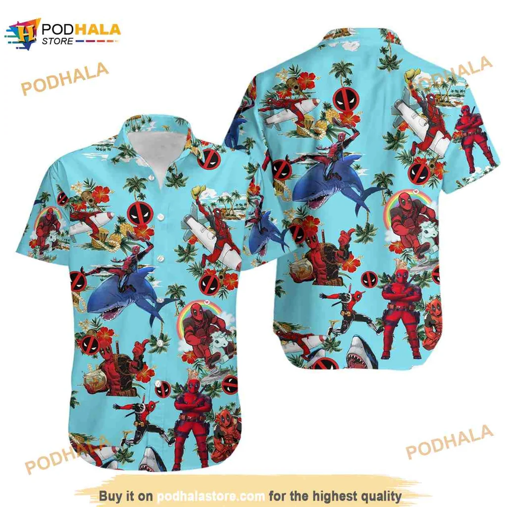 Deadpool Summer Vacation Hawaiian Shirt With Tropical Beach Design