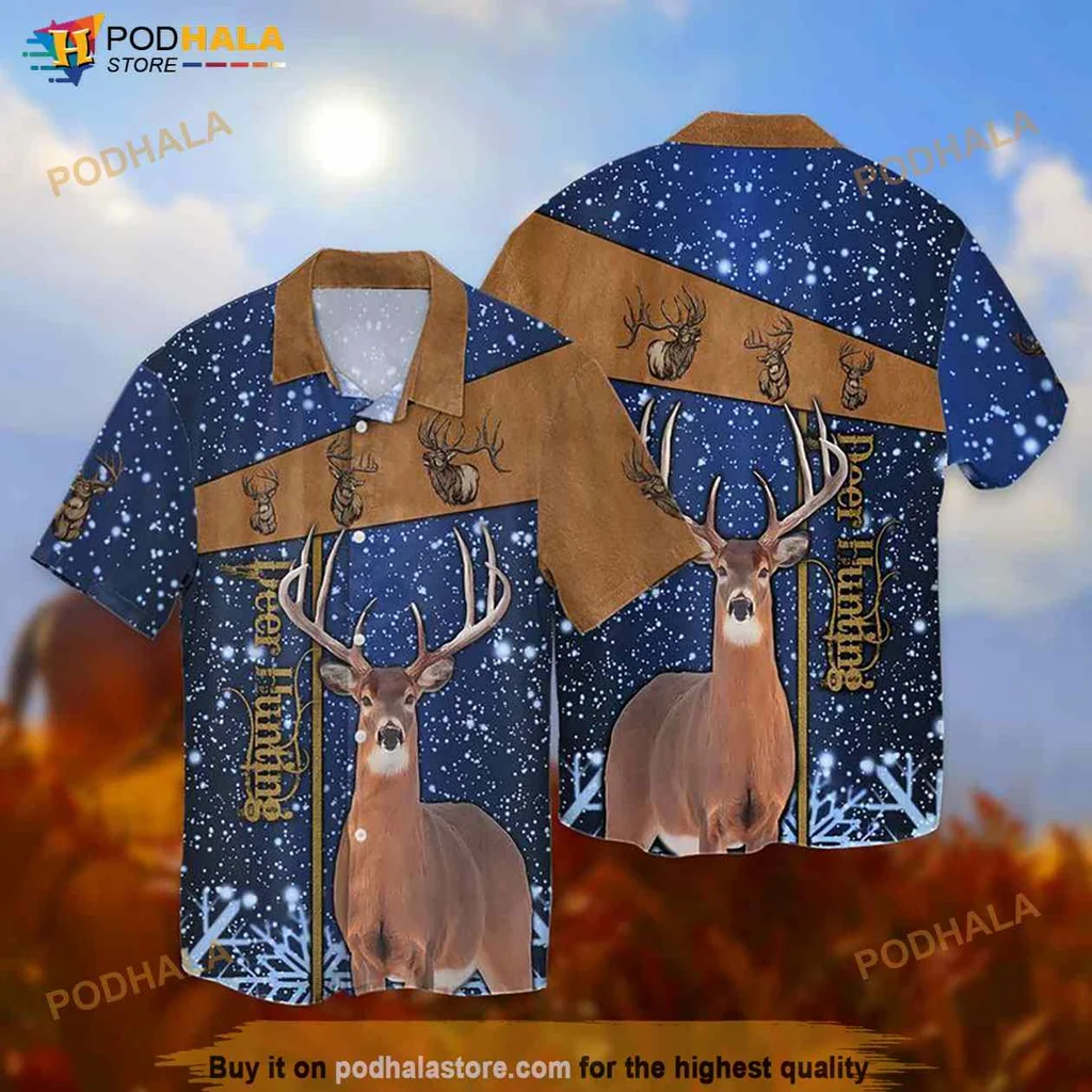 Deer Hunting Hawaiian Shirt With Realistic Design For Outdoor Enthusiasts
