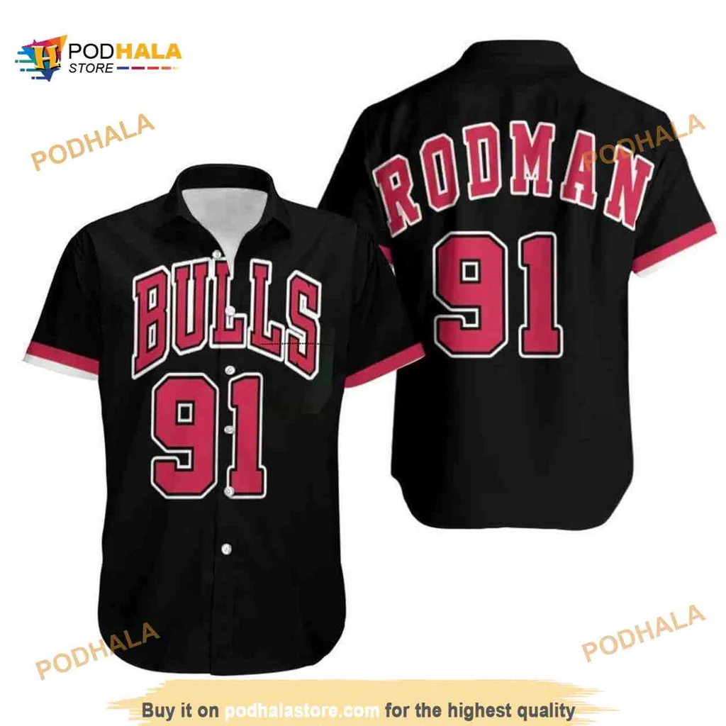 Dennis Rodman Chicago Bulls Hawaiian Shirt With Bold Red Design