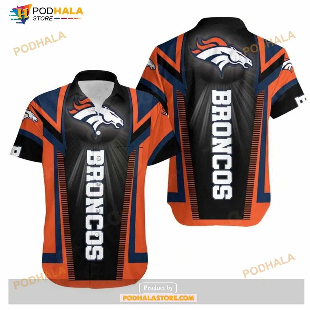Denver Broncos Fan Hawaiian Shirt, Bold Orange And Navy Design