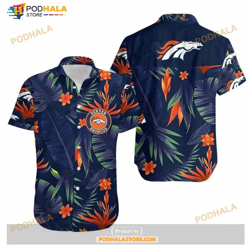 Denver Broncos Floral Hawaiian Shirt With Tropical Design