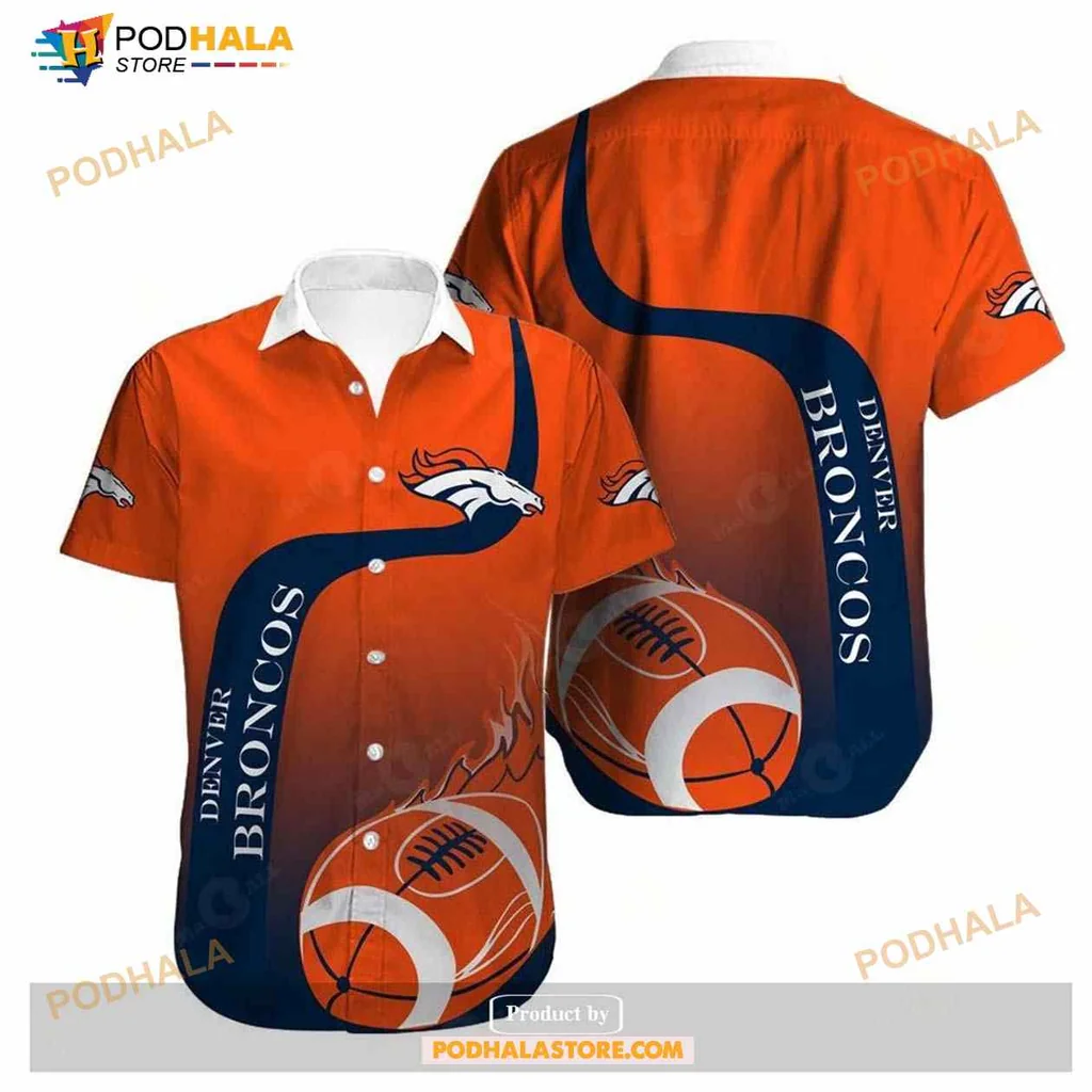 Denver Broncos Funny Hawaiian Shirt With Bold Logo And Flames Design