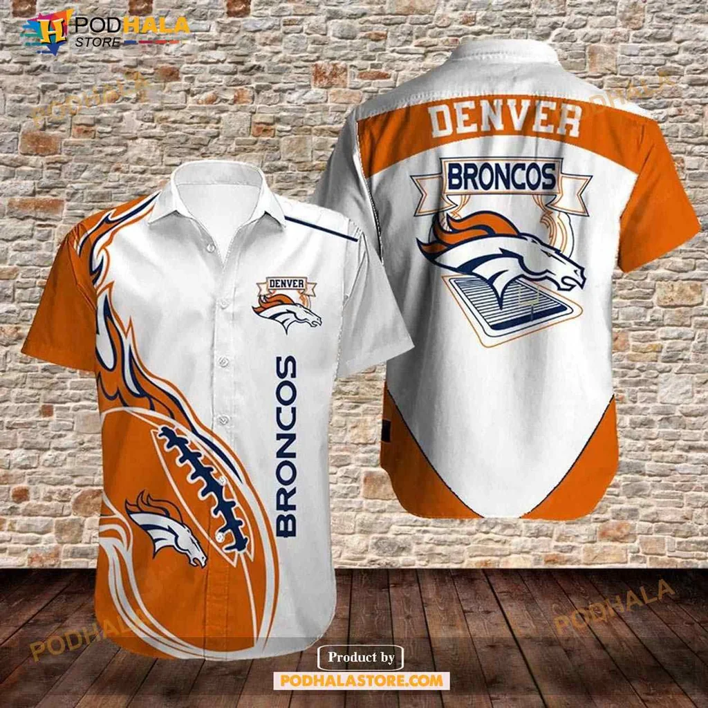 Denver Broncos Hawaiian Shirt With Bold Logo And Football Graphic