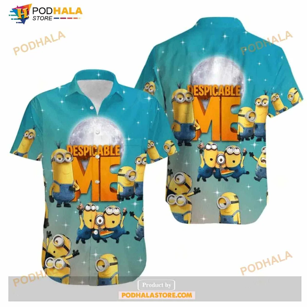Despicable Me Minions Hawaiian Shirt With Bright Moon Design