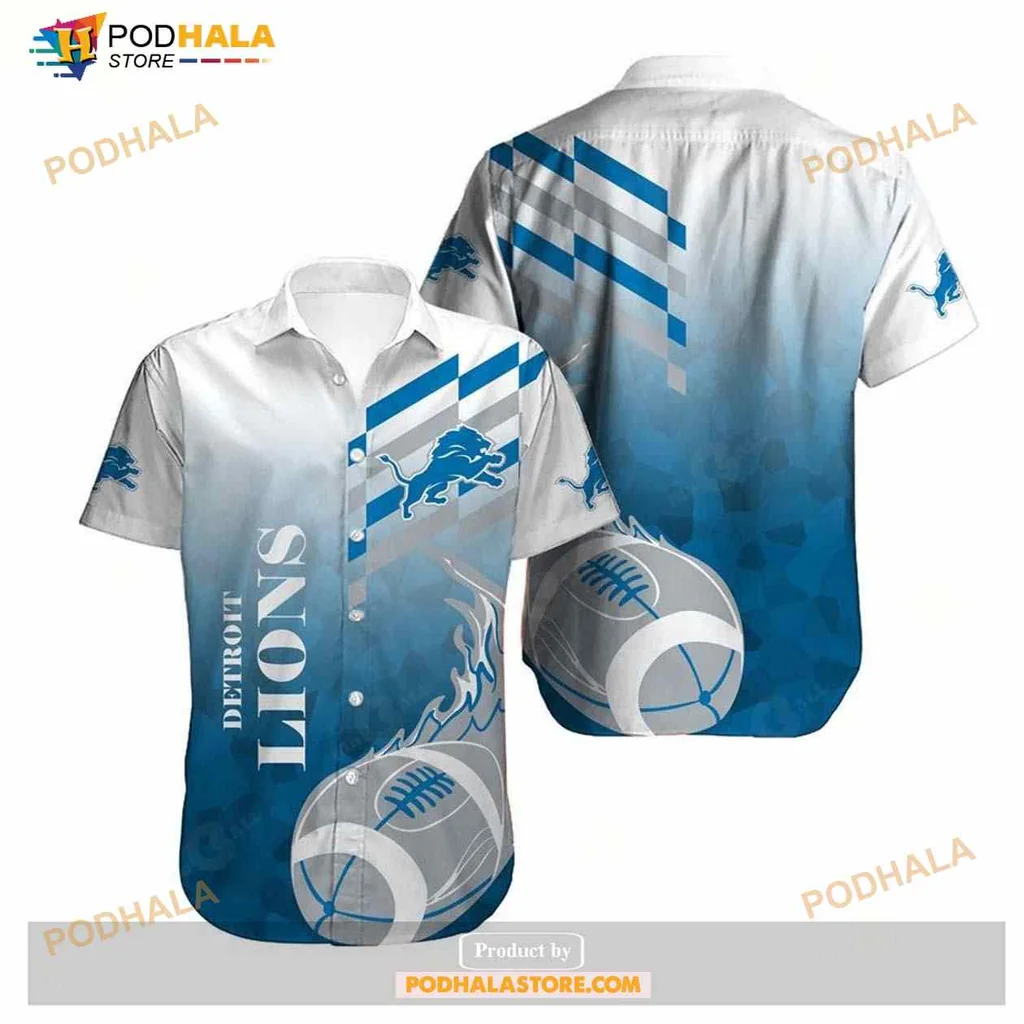 Detroit Lions Football Aloha Shirt With Bold Team Logo And Graphics