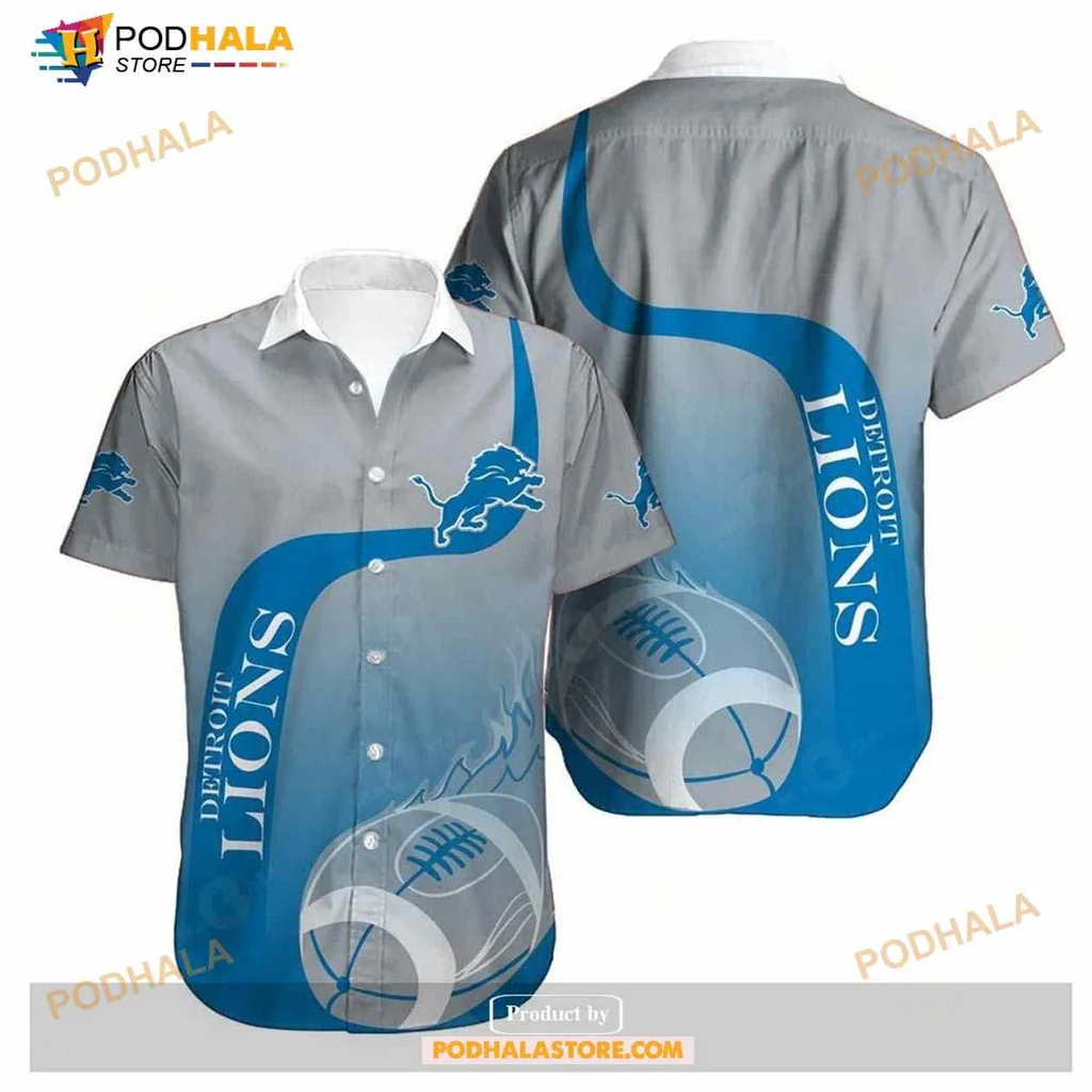 Detroit Lions Funny Hawaiian Shirt With Bold Blue Football Design