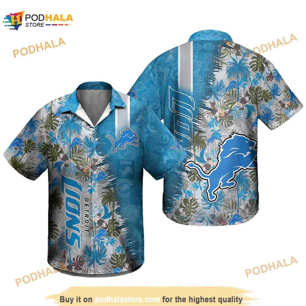 Detroit Lions Summer Hawaiian Shirt With Tropical Design