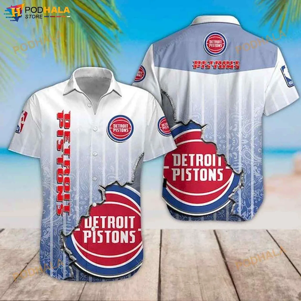 Detroit Pistons Hawaiian Shirt With Bold Logo And Tropical Vibes