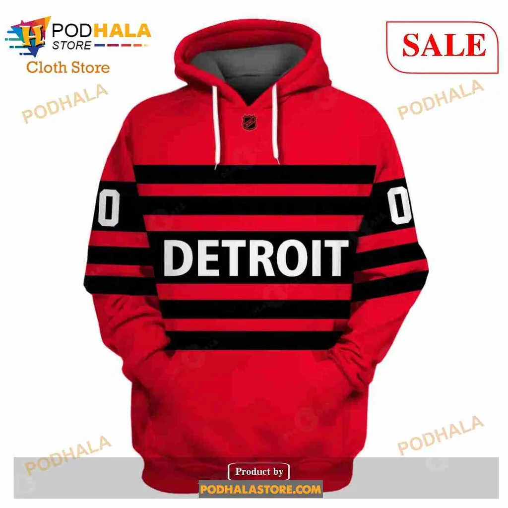 Detroit Red Wings All Over Print Hoodie With Bold Red And Black Design Detroit Red Wings All Over Print Hoodie With Bold Red And Black Design