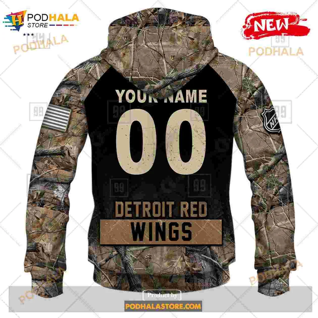 Detroit Red Wings Camouflage Hoodie Featuring Rugged Outdoor Design - Product View 6 Detroit Red Wings Camouflage Hoodie Featuring Rugged Outdoor Design - Product View 6