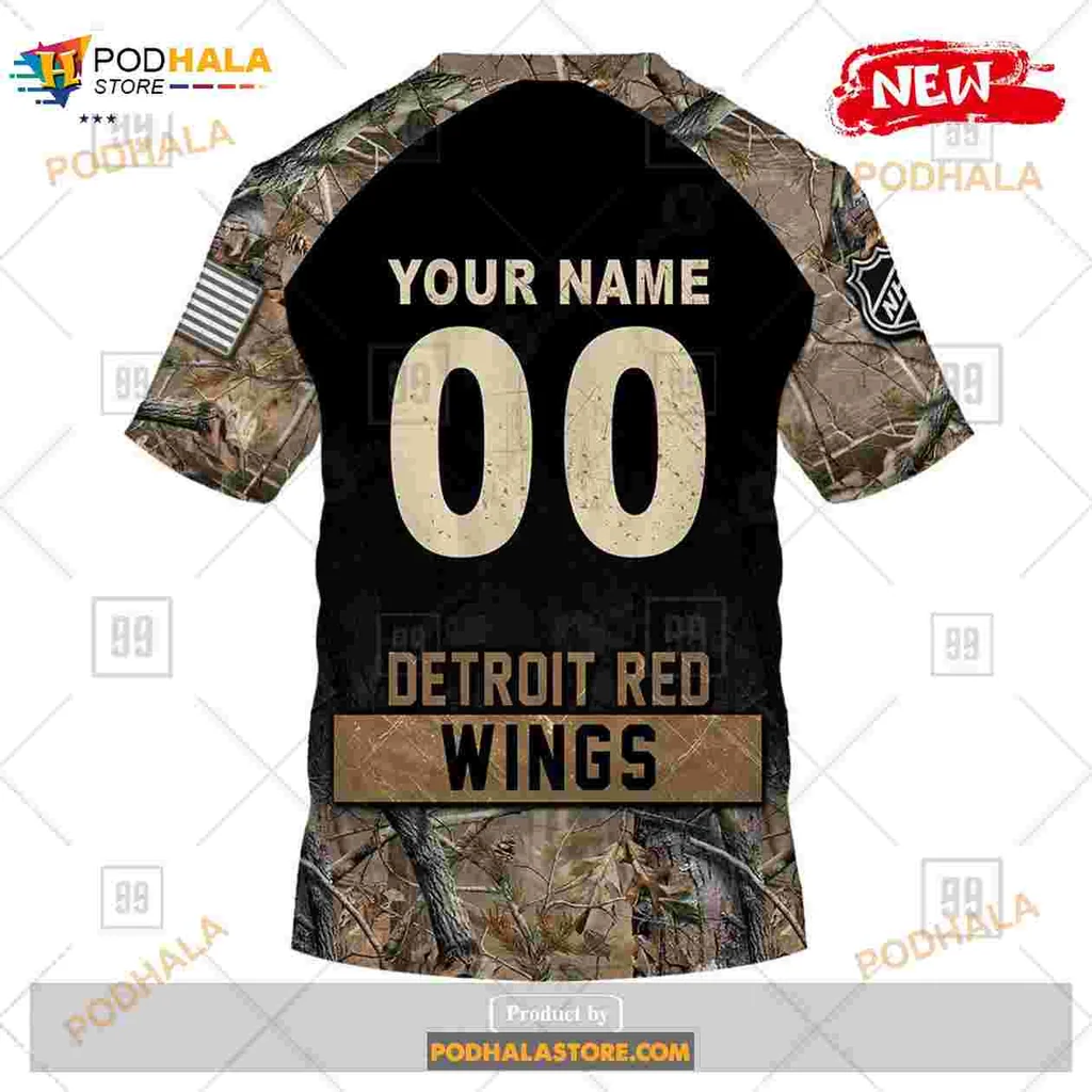 Detroit Red Wings Camouflage Hoodie Featuring Rugged Outdoor Design - Product View 7 Detroit Red Wings Camouflage Hoodie Featuring Rugged Outdoor Design - Product View 7