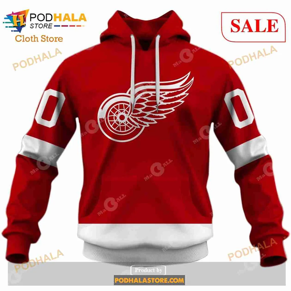 Detroit Red Wings Vintage Hoodie Featuring Iconic Winged Wheel Logo