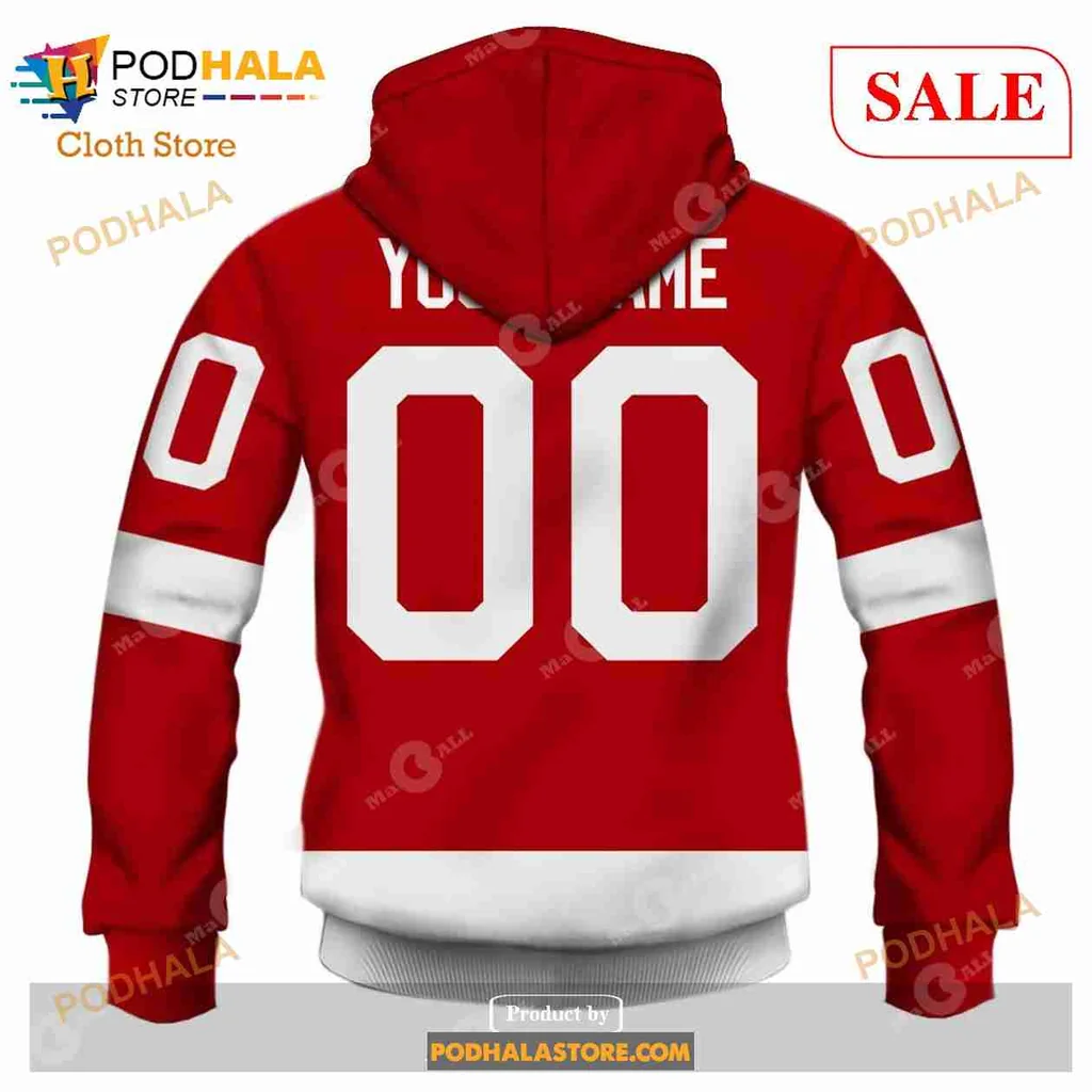 Detroit Red Wings Vintage Hoodie Featuring Iconic Winged Wheel Logo - Product View 5 Detroit Red Wings Vintage Hoodie Featuring Iconic Winged Wheel Logo - Product View 5