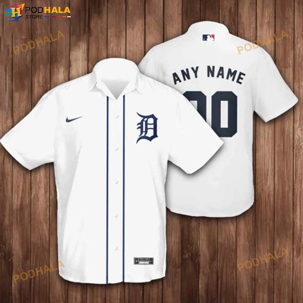 Detroit Tigers Fan Hawaiian Shirt, Personalized White 3d Button Up Design