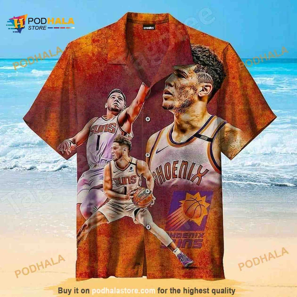 Devin Booker Phoenix Suns Hawaiian Shirt With Vibrant Action Poses