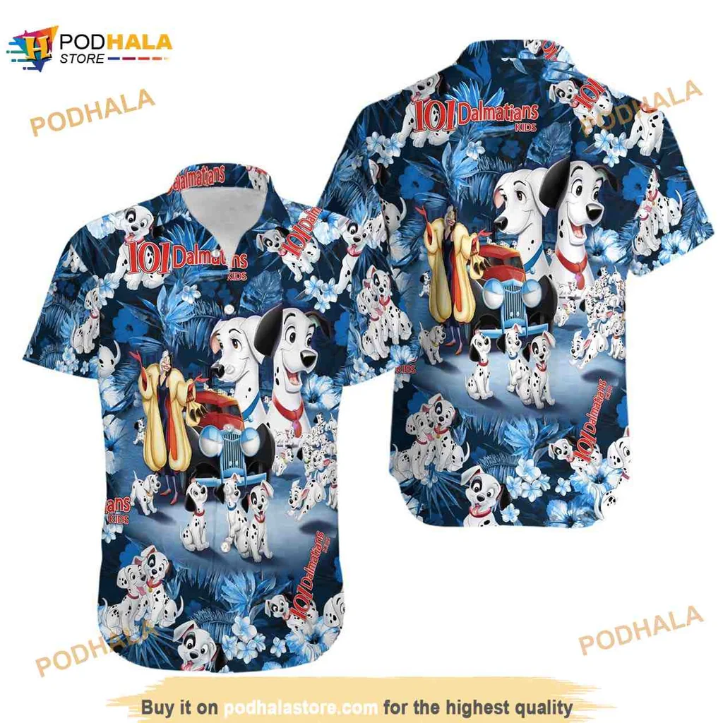 Disney 101 Dalmatians Hawaiian Shirt With Tropical Floral Design