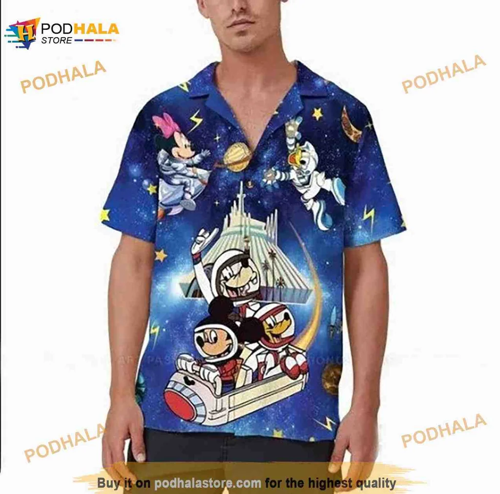 Disney Astronaut Characters Hawaiian Shirt Featuring Mickey Mouse And Friends