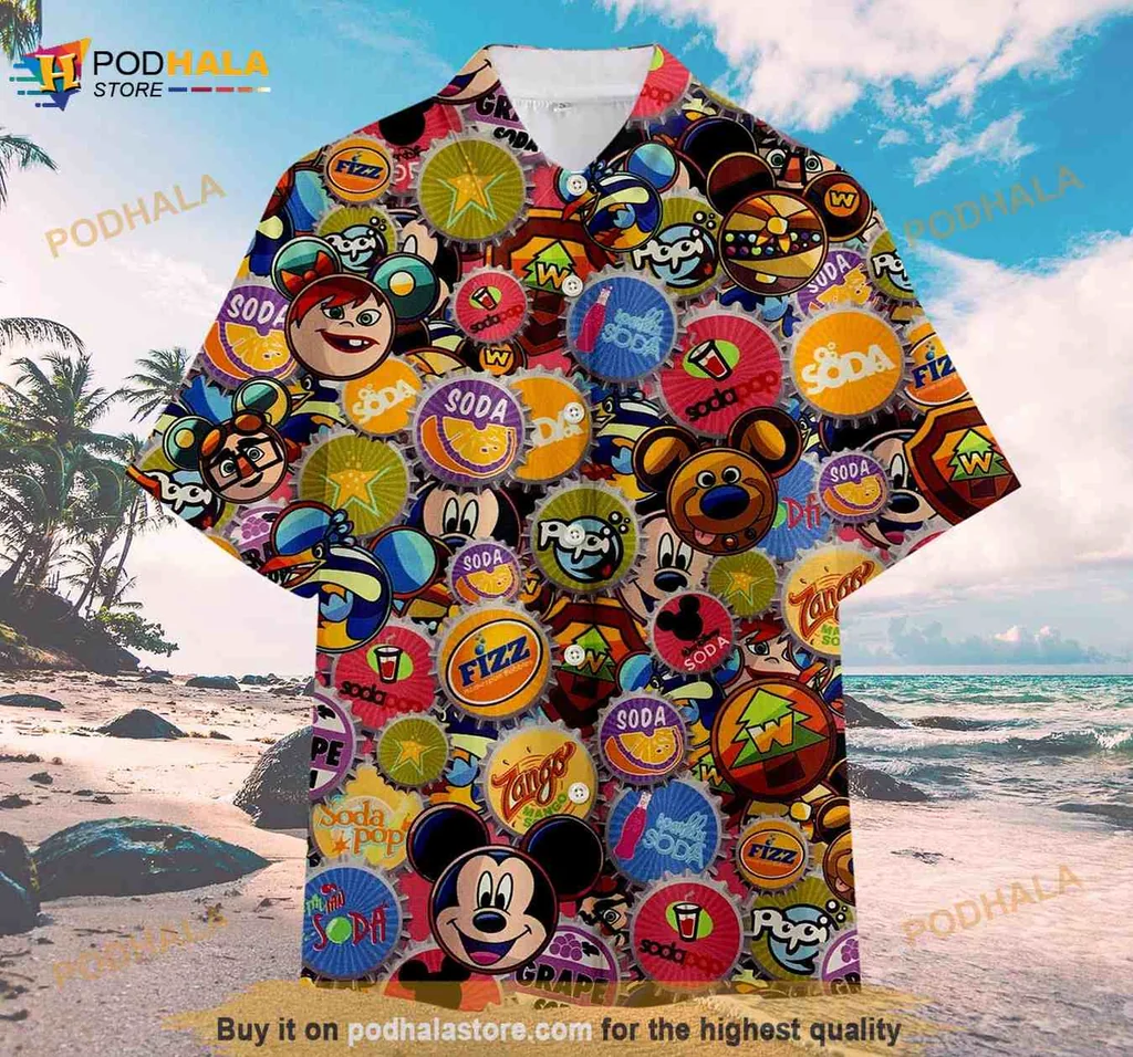 Disney Cartoon Character Aloha Hawaiian Shirt With Colorful Graphics Disney Cartoon Character Aloha Hawaiian Shirt With Colorful Graphics
