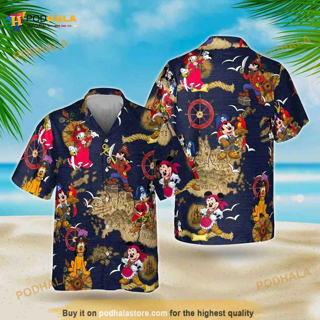 Disney Characters Aloha Shirt Featuring Mickey And Friends Design