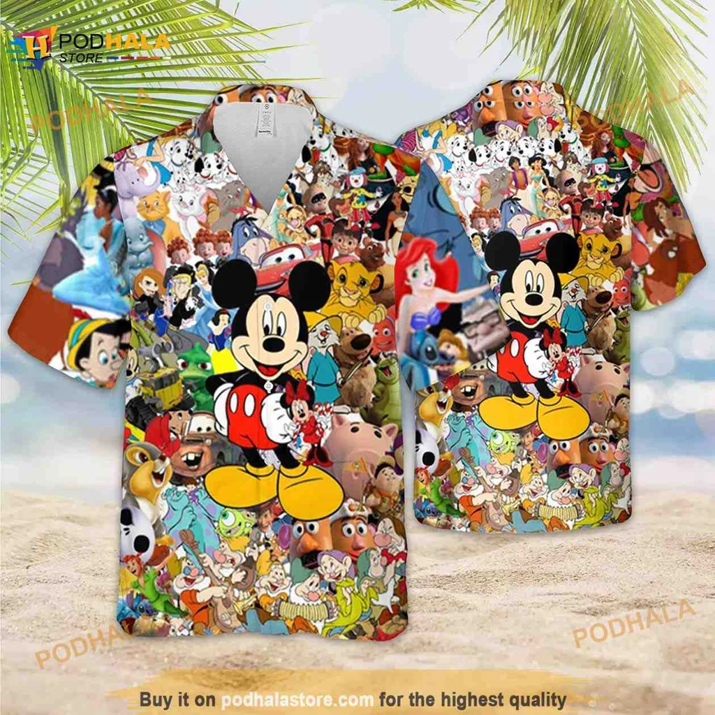 Disney Characters Hawaiian Shirt Featuring Mickey Mouse And Friends
