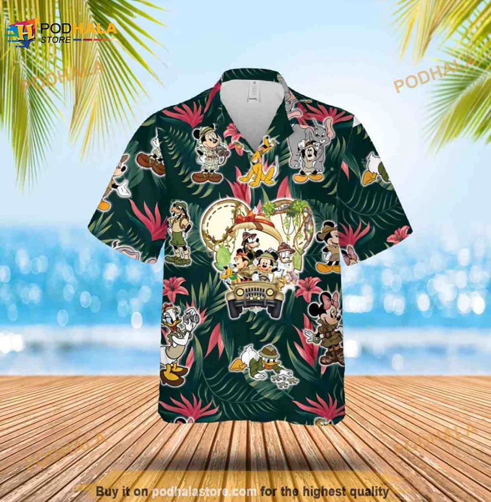 Disney Characters Tropical Hawaiian Shirt With Vibrant Tropical Design