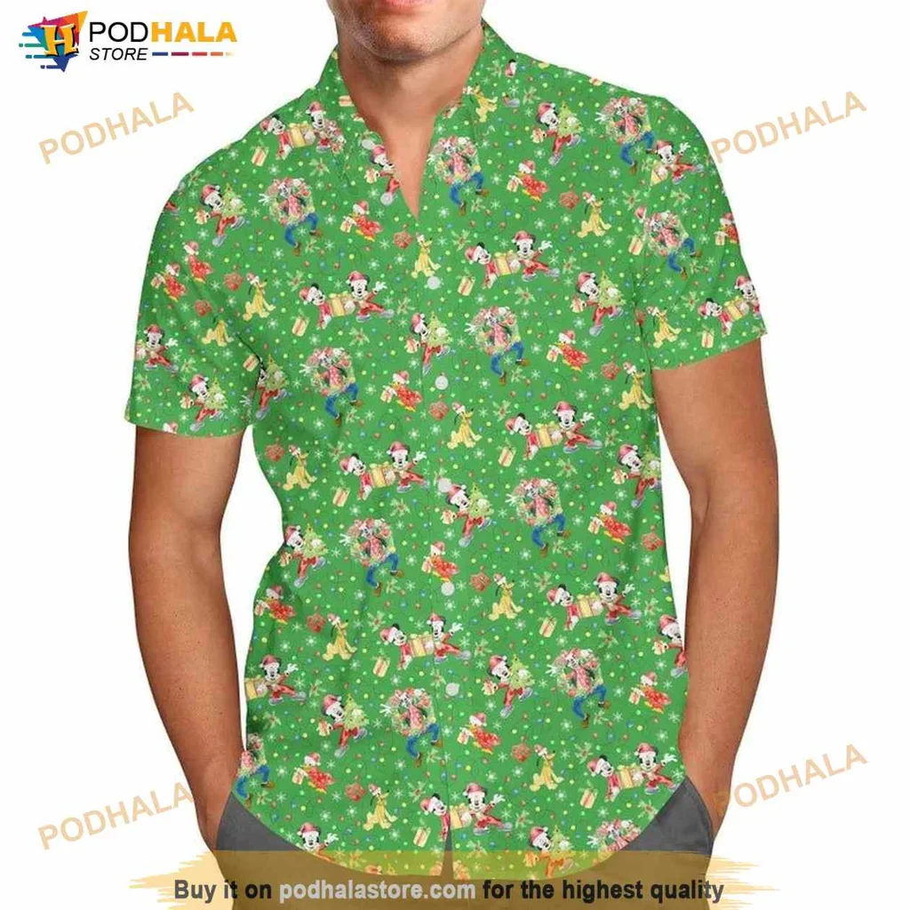 Disney Christmas Hawaiian Shirt Featuring Mickey And Friends