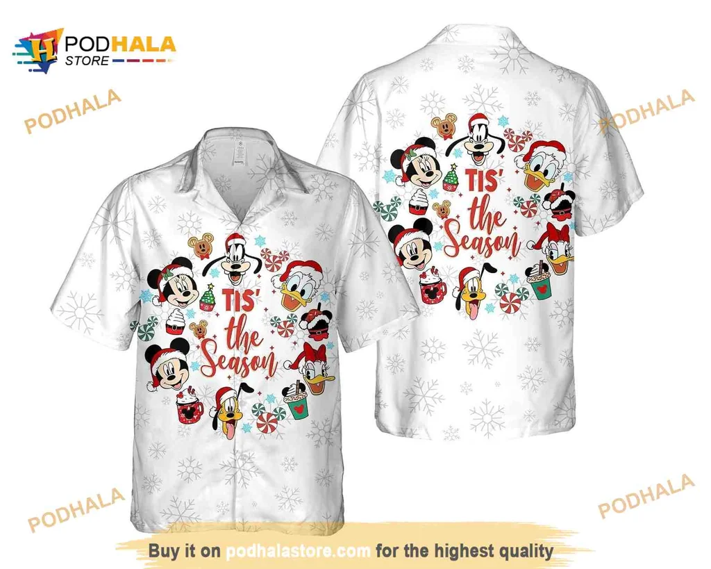 Disney Christmas Mickey Mouse Hawaiian Shirt, Tis The Season Design