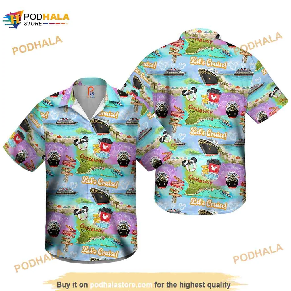 Disney Cruise Castaway Cay Shirt, Lets Cruise Tropical Design