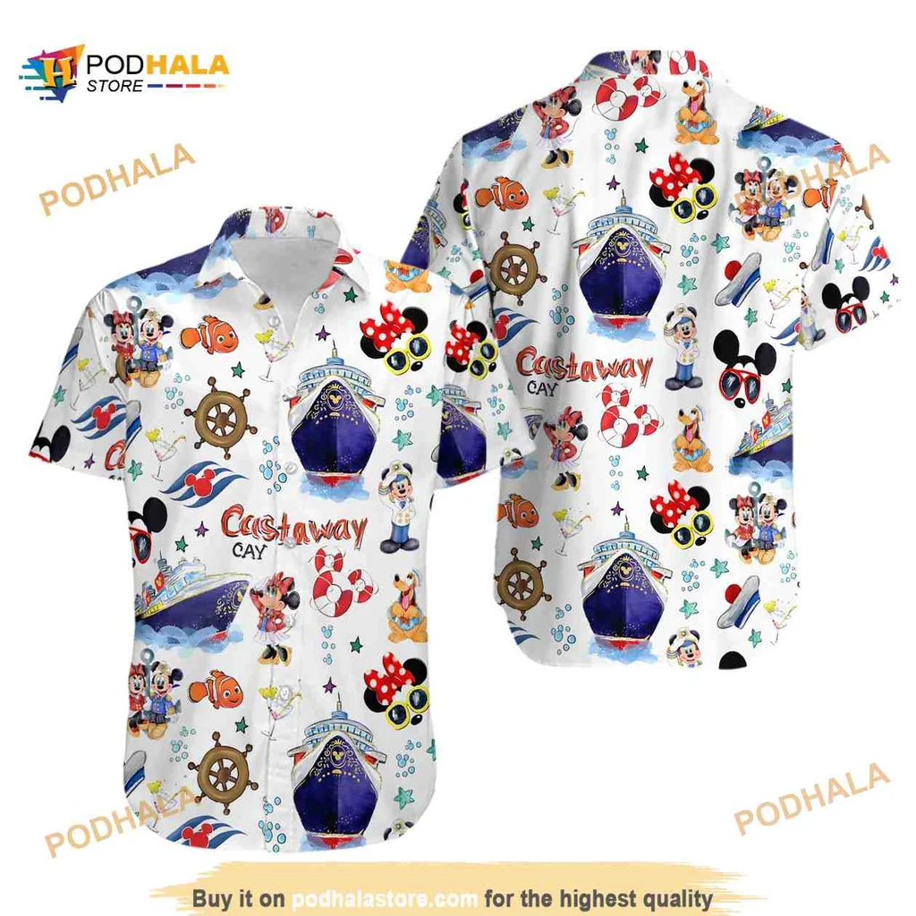 Disney Cruise Hawaiian Shirt With Mickey Mouse And Nautical Design