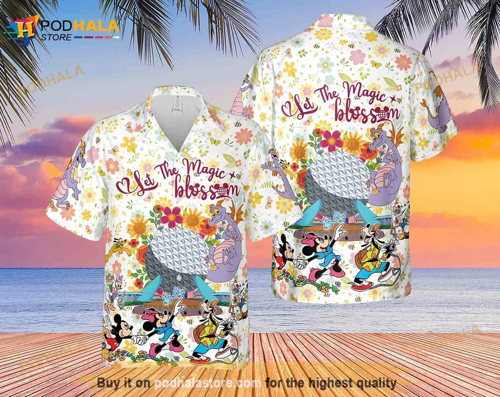 Disney Epcot Flower Garden Festival Hawaiian Shirt, Let The Magic Blossom Design