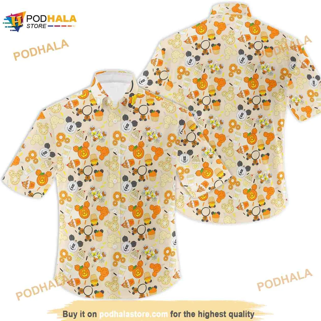 Disney Halloween Characters Hawaiian Shirt Featuring Mickey Mouse And Friends